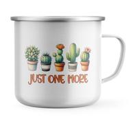 Purple Print House Just One More Cactus Womens Enamel Mug Ladies Cacti Plant Lover Tea Coffee Metal Cup Gardener