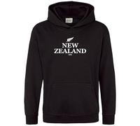 Purple Print House Kids 1892 New Zealand Hoodie Rugby Supporter Silver Fern Frond Hoody Boys Girls, 1-2 Years, Black