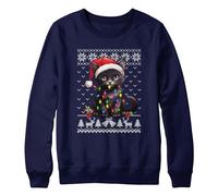 Purple Print House Kids Christmas Kitten Sweatshirt Boys Girls Black Festive Feline Sweater