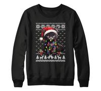 Purple Print House Kids Christmas Kitten Sweatshirt Boys Girls Black Festive Feline Sweater