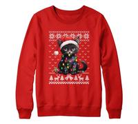 Purple Print House Kids Christmas Kitten Sweatshirt Boys Girls Black Festive Feline Sweater