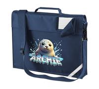 Purple Print House Kids Custom Seal Book Bag with Strap Boys Girls Personalised Name Design for Primary Reception Kids Back to School Gift, One Size, Navy