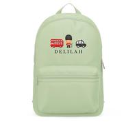 Purple Print House Kids London Themed Custom Mini Backpack Boys Girls Personalised Name School Essential Bag Back to Nursery Infant Gift, One Size, Pistachio