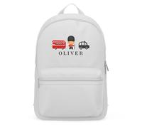 Purple Print House Kids London Themed Custom Mini Backpack Boys Girls Personalised Name School Essential Bag Back to Nursery Infant Gift, One Size, Grey