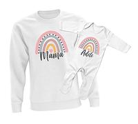Purple Print House Kids Matching Mama Custom Baby Rainbow White Sweater & Romper - Matching Personalised Gift Ideas for Kids - Lockdown Baby, Medium, 3-6 Months