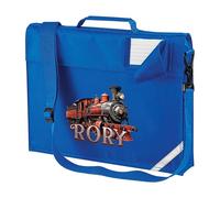 Purple Print House Kids Personalised Steam Train Book Bag with Strap Custom Name Design for Boys Girls Back to School New Term Gift, One Size, Royal