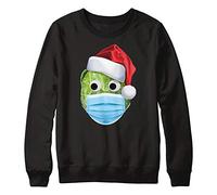 Purple Print House Kids Sprout Mask Santa Hat Lockdown Sweatshirt - Funny for Kids - Christmas Jumper Day Ideas, 12-13 Years, Black