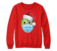 Purple Print House Kids Sprout Mask Santa Hat Lockdown Sweatshirt - Funny for Kids - Christmas Jumper Day Ideas, 9-11 Years, Red