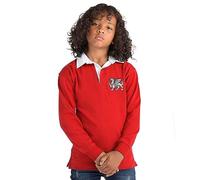 Purple Print House Kids Wales Classic Rugby Shirt Jersey Embroidered Welsh Dragon Jersey Cymru Boys, 11-13 Years, Red