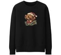 Purple Print House Labrador Christmas Sweatshirt For Women Festive Red Berries Pinecones Wreath Lab Xmas Jumper, XXL, Black