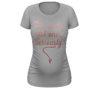 Purple Print House Last One Womens Maternity T Shirt, Funny T Shirts for Women Pregnancy Baby Shower Top Clothes, S, Grey