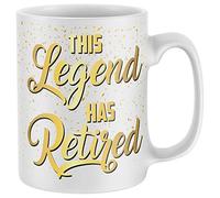 Purple Print House Legend has Retired, Retirement Gifts, Funny Gifts for Men, Novelty Mugs, Mug Dishwasher Safe, Grandma Grandad Retire Birthday Joke Humor, White, One Size