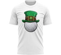 Purple Print House Leprechaun Golf Ball T Shirt Mens St Patricks Day Pub Crawl Irish Stag Do Fancy Dress Golfing Top Tee Clover Ireland Paddy, M, White
