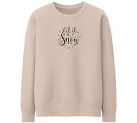 Purple Print House Let It Snow Sweatshirt For Women Festive Christmas Snowflakes Jumper Xmas Snow Cosy Sweater, XL, Natural Stone