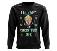 Purple Print House Lets Get Christmas Done Boris Johnson Funny Christmas Sweatshirt, Novelty Christmas Jumpers for Men, Tories Sweater Office Party Tee Top TV Xmas Gifts, L, Black