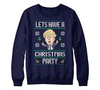 Purple Print House Lets Have A Christmas Party Boris Johnson Funny Christmas Sweatshirt, Novelty Christmas Jumpers for Men, Tories Sweater Office Party Tee Top TV Xmas Gifts, XL, Navy