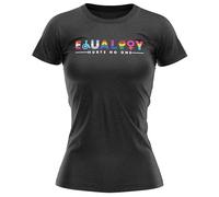 Purple Print House LGBTQIA Equality Hurts No One Womens T Shirt Ladies Pride Top Lesbian Transgender Bisexual Pansexual, XXL, Black