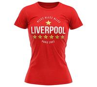 Purple Print House Liverpool Football Shirt, Paris 2022 Cup Final Partisan, Liverpool T-Shirt Womens Girls Top Adult (Large, Red)