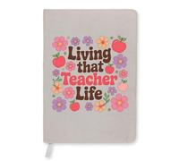 Purple Print House Living That Teacher Life Flower Design A5 Velvet Notepad End of Term Teachers Teaching Assistant Thank You Gifts, A5, Ivory