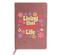 Purple Print House Living That Teacher Life Flower Design A5 Velvet Notepad End of Term Teachers Teaching Assistant Thank You Gifts, A5, Blush Pink