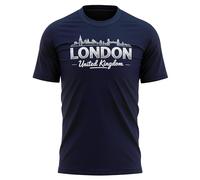 Purple Print House London United Kingdom T Shirt for Men - London View Design Top Tee for Dad Grandad Brother Son England Patriotic Pride, XXL, Navy