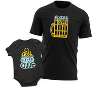 Purple Print House Matching Father and Son Matching T Shirt and Babygrow Set Daddy, 3-6 Months, Black