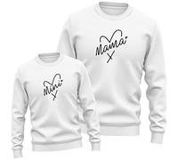 Purple Print House Matching Mama and Mini Heart Sweatshirt Set Mum Daughter Girls 1st Women Kids Sweater, 7-8 Years, White