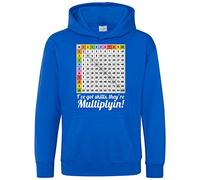 Purple Print House Maths Times Tables Grid Learning Kids Hoodie - Funny Multiplication Math Hoody - Mathematics School Teacher Gift Boys Girls Hooded Sweatshirt, 9-11 Years, Royal