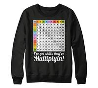 Purple Print House Maths Times Tables Grid Learning Kids Sweater - Funny Multiplication Math Jumper - Mathematics School Teacher Gift Boys Girls Sweatshirt, 12-13 Years, Black