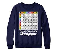 Purple Print House Maths Times Tables Grid Learning Kids Sweater - Funny Multiplication Math Jumper - Mathematics School Teacher Gift Boys Girls Sweatshirt, 7-8 Years, Navy