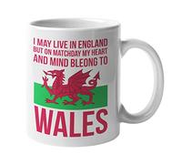 Purple Print House May Live in England But Heart and Mind Belong to Wales Funny T Shirt - Welsh Rugby Shirt - Wales Grand Slam 2019 Welsh Gifts for Dad (One Size, Mug)