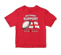 Purple Print House Me & Daddy Support England Baby T Shirt Boys Girls Rugby Supporters Toddler Top English Nation Babies Gift, 2-3 Years, Red