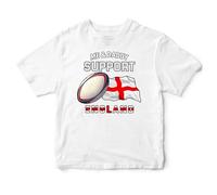 Purple Print House Me & Daddy Support England Baby T Shirt Boys Girls Rugby Supporters Toddler Top English Nation Babies Gift, 12-18 Months, White