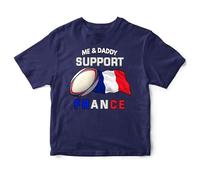 Purple Print House Me & Daddy Support France Baby T Shirt Boys Girls Rugby Supporters Français French Nation Toddler, 2-3 Years, Navy