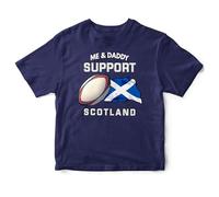 Purple Print House Me & Daddy Support Scotland Baby T Shirt Boys Girls Rugby Supporter Toddler Top Scottish Nation Babies Gift, 3-6 Months, Navy