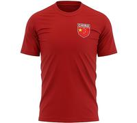 Purple Print House Mens China Shirt Flag Football T Shirt Unisex Chinese Retro Soccer Badge Supporter Him, XL, Red