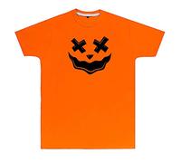 Purple Print House Mens Clown Pumpkin Face T Shirt - Fancy Dress Halloween Outfit for Him - Pumpkin Face Funny, M, Orange