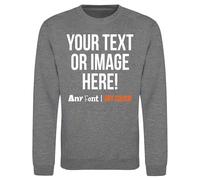 Purple Print House Mens Custom Sweatshirt Any Text Image Personalised Printed Workwear Uniform Company Logo Sweater Photo Jumper, S, Graphite Heather
