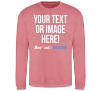 Purple Print House Mens Custom Sweatshirt Any Text Image Personalised Printed Workwear Uniform Company Logo Sweater Photo Jumper, L, Dusty Rose