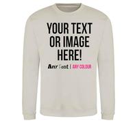 Purple Print House Mens Custom Sweatshirt Any Text Image Personalised Printed Workwear Uniform Company Logo Sweater Photo Jumper, L, Natural Stone