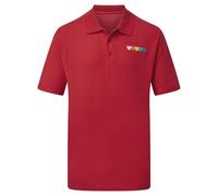 Purple Print House Mens Embroidered Polo Shirt for Pride with Rainbow Hearts Design LGBTQ Parade Gift Lesbian Gay Bisexual Transgender Queer, 5XL, Red