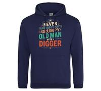 Purple Print House Mens Funny Digger Hoodie with Grumpy Old Man Design for Excavator Driver Dad Grandad Partner Mate Birthday Present, XL, Navy