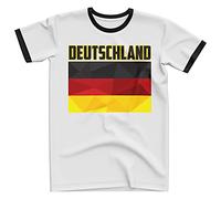 Purple Print House Mens Germany T Shirt, Germany Flag Geometric, Deutschland Football Supporters Fans T-Shirt Top, XL, White/Black