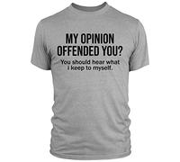 Purple Print House Mens My Opinion Offended You? T Shirt - Funny Fathers Day T Shirt for Dad - Outspoken and Honest, 2XL, Grey