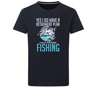 Purple Print House Mens Retirement Plan Fishing T Shirt - Fishing Retirement Ideas for Him - Fisherman Retired, XL, Navy