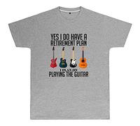 Purple Print House Mens Retirement Plan Play Guitar T Shirt - Funny Retirement Ideas for Him - Musical Band Musician, M, Sport Grey