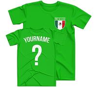 Purple Print House Mens Retro Mexico Football Custom Name and Number T Shirt - Football Personalised Gift South America Tournament for Him - Soccer Footy Mexican, XXL, Irish Green