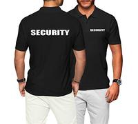 Purple Print House Mens Security Polo Shirt - Uniform Work Clothes for Him - Door Man Bouncer Night Club Top, Black, 2XL