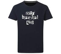 Purple Print House Mens Sexy Bearded Man T Shirt - Slogan Valentines Day Funny Gifts for Him - Beard Hairy Moustache, M, Navy