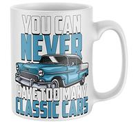 Purple Print House Mens You Can Never Have Too Many Classic Cars Mug - Funny Birthday Vintage Car Gifts For Him - Car Collector Coffee Cup, White, One Size